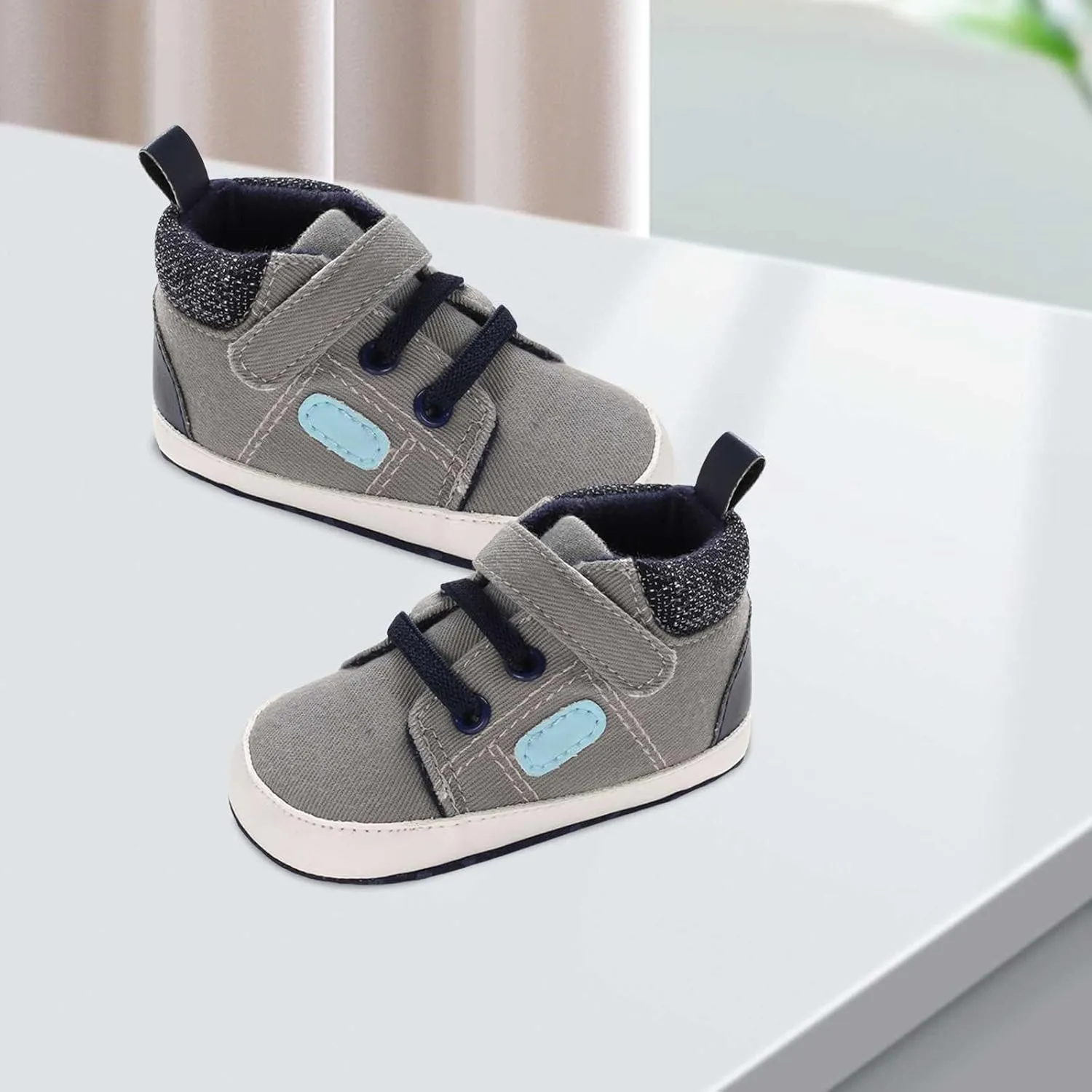 Baby Infant High Top Sneakers Soft Soles Anti Slip Ankle Shoes Prewalker Lightweight First Walking rib Shoes