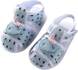 Baby Infant Shoes Boy Girl Sandals First Walkers Crib Shoes Animal Print Soft Sole Breathable Flat (Blue, 4 Infant)