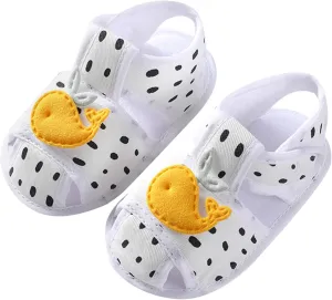 Baby Infant Shoes Boy Girl Sandals First Walkers Crib Shoes Animal Print Soft Sole Breathable Flat (White, 4 Infant)
