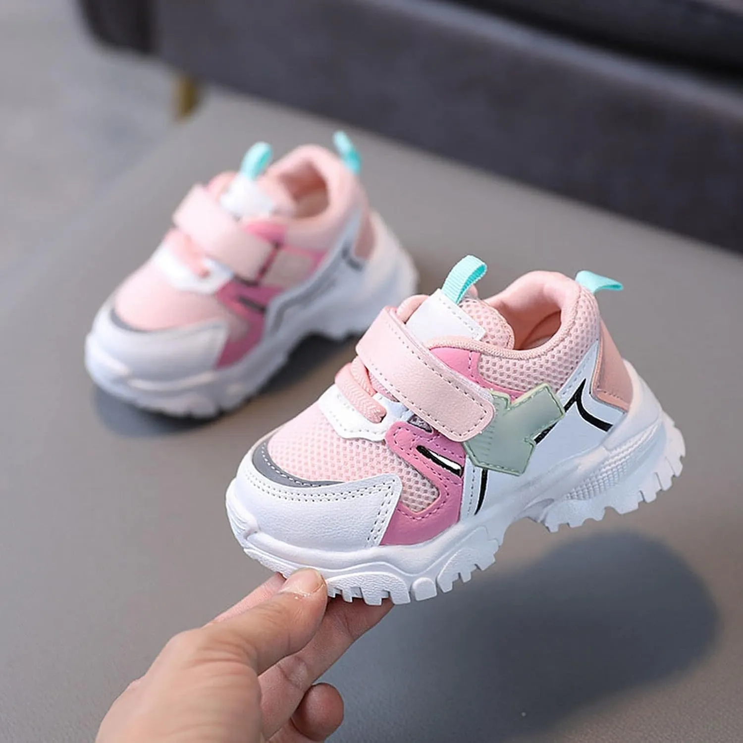 Baby Kids Mesh Sneakers Toddler Boys Girls Lace-up Tennis Fall Anti Slip Outdoor Walking Casual Sport Shoes