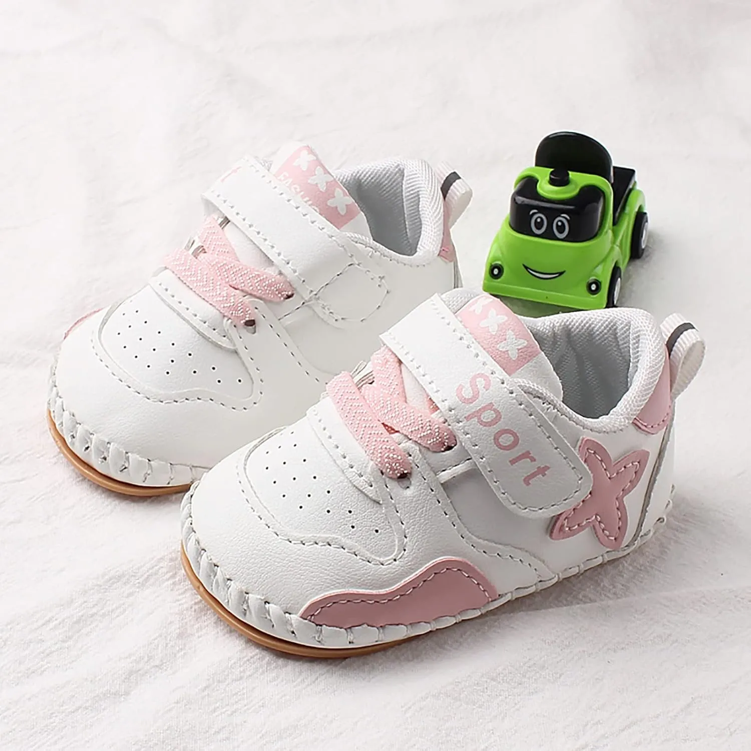 Baby PU Leather Hard Bottom Walking Sneakers Infant Toddler Rubber Sole First Walkers Cartoon Slippers Crib Shoes