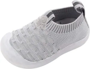 Baby Single Shoes Girls Leisure Shoes Mesh Shoes Breathable Soft Sole Sport Shoes Socks Outdoor Shoes (Grey, 18)