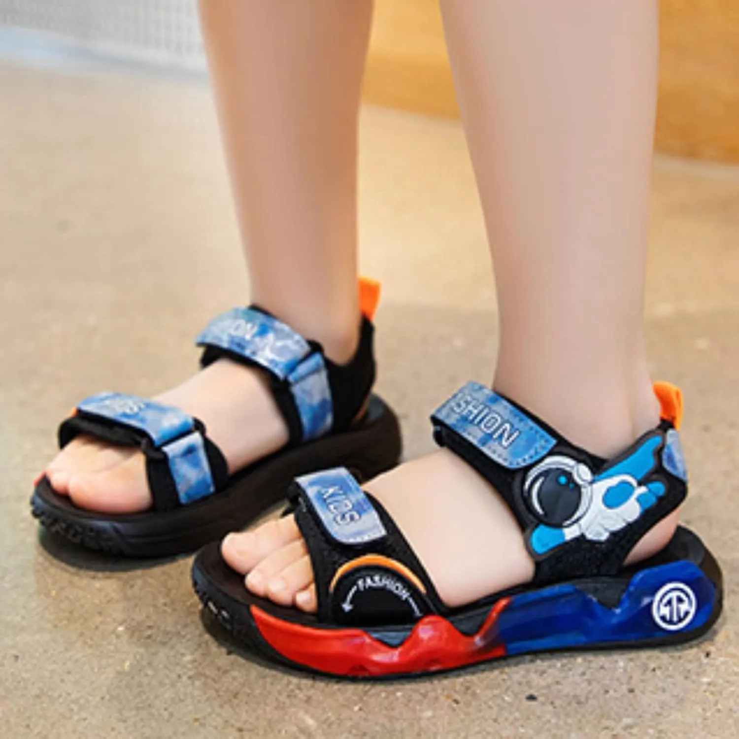 Baby Solid Color Foot Warmer Boys Cartoon Sandals Summer Soft Sole Casual Shoes Children's Sports Beach Shoes
