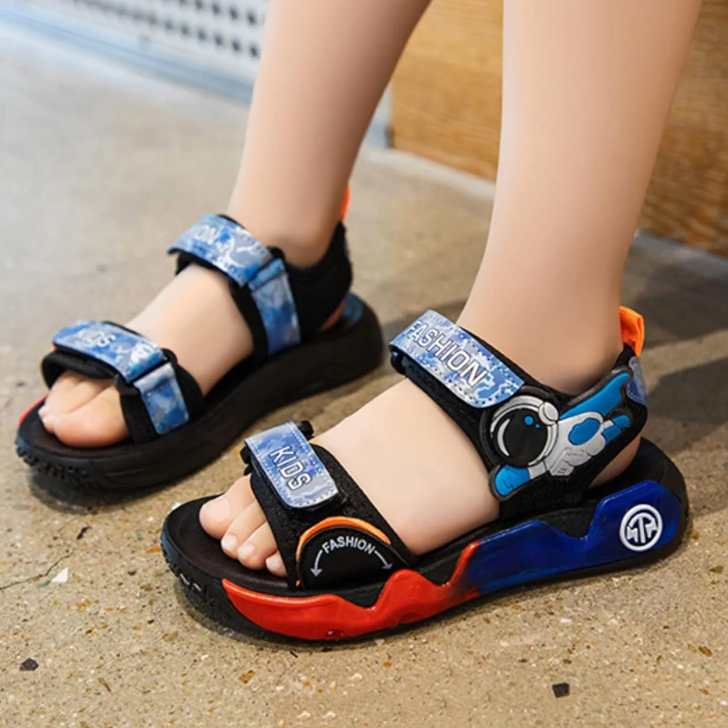 Baby Solid Color Foot Warmer Boys Cartoon Sandals Summer Soft Sole Casual Shoes Children's Sports Beach Shoes