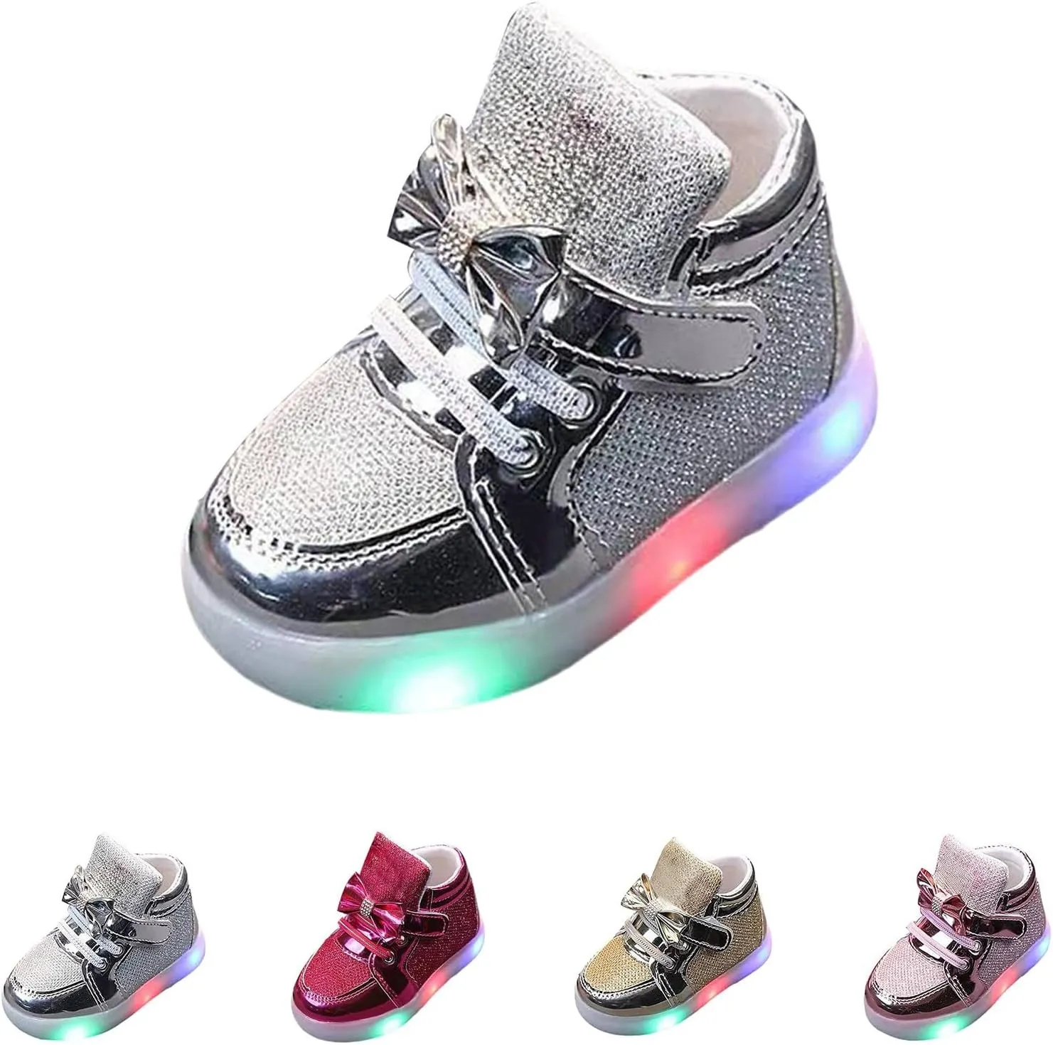 Baby Toddler Boys Girl Led Light Up Casual Shoes 17 Years Kids artoon Rabbit Luminous Bow Sport Shoes Sneakers