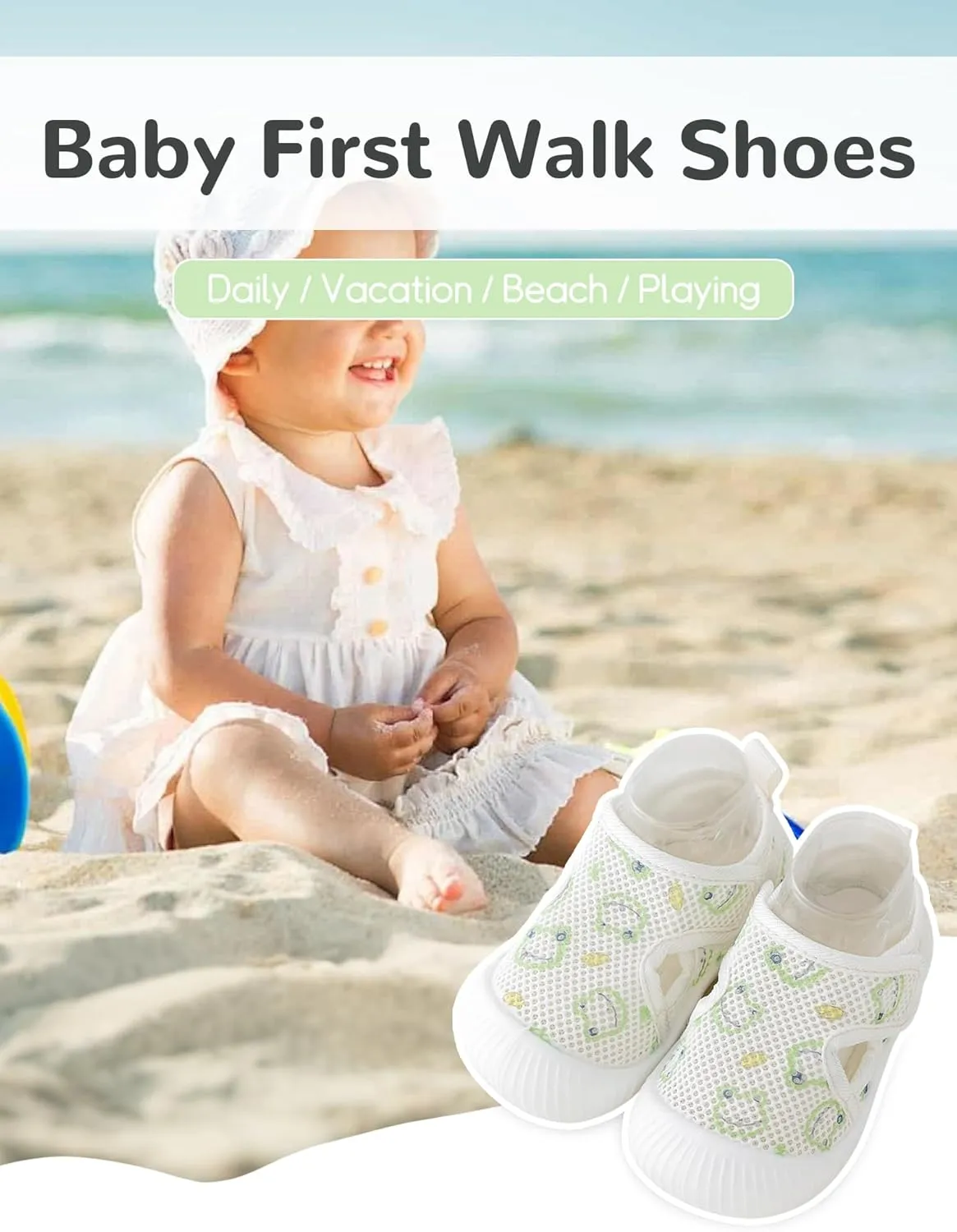 Baby Toddler First Walking Shoes Slip On Soft Sneakers Breathable Mesh Sandals Wide Toe Summer Shoes 6-36 Months