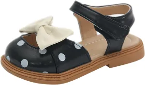 Baby Toddler Kid Girl Casual Hook & Loop Closed-Toe Sandal Bow Rubber Soft Sole Birthday Beach Low Heel Shoes