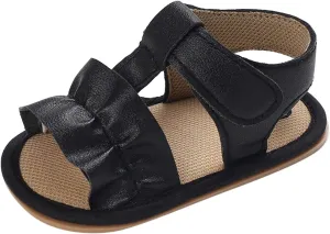 Baby Toddler Sandals Infant Girls Boys Shoes Outdoor First Walkers Non-Slip Rubber Soft Sole Sneakers (Black, 4 Infant)