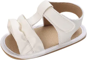 Baby Toddler Sandals Infant Girls Boys Shoes Outdoor First Walkers Non-Slip Rubber Soft Sole Sneakers (White, 5 Infant)