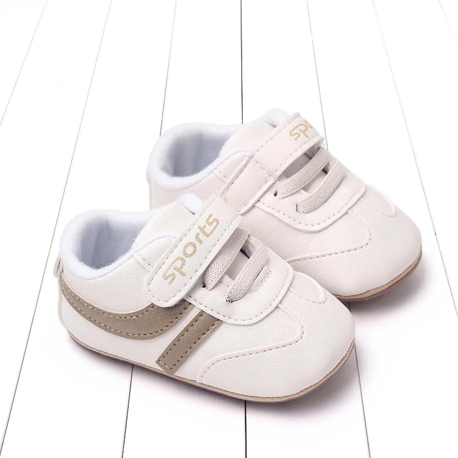 Baby Unisex Leather Sport Sneakers Infant Girls Boys Non-Slip Soft Sole Lightweight Platform First Walking Shoes