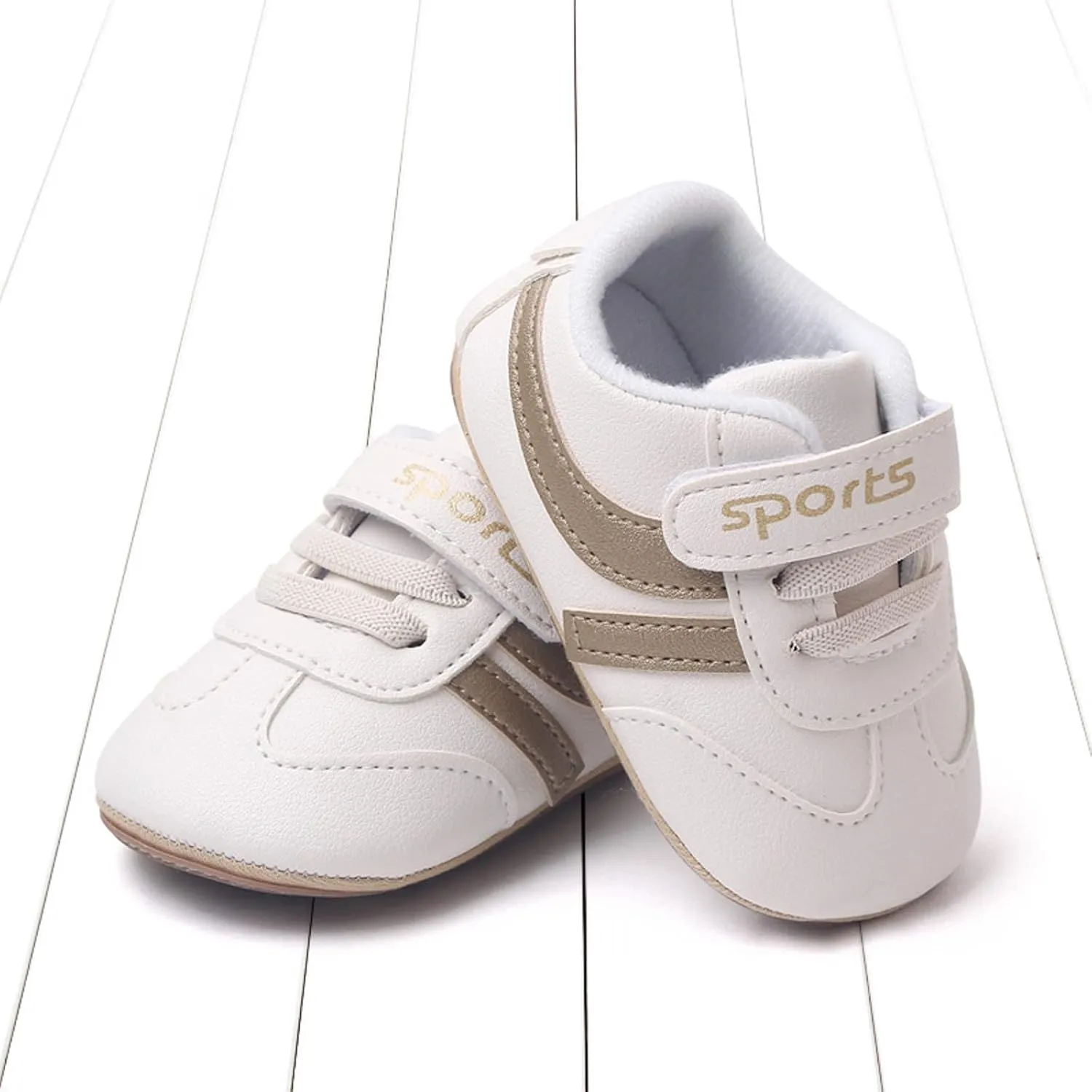 Baby Unisex Leather Sport Sneakers Infant Girls Boys Non-Slip Soft Sole Lightweight Platform First Walking Shoes