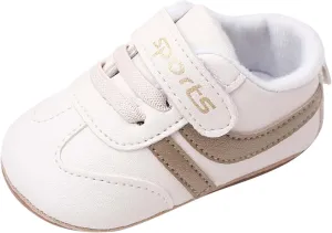 Baby Unisex Leather Sport Sneakers Infant Girls Boys Non-Slip Soft Sole Lightweight Platform First Walking Shoes