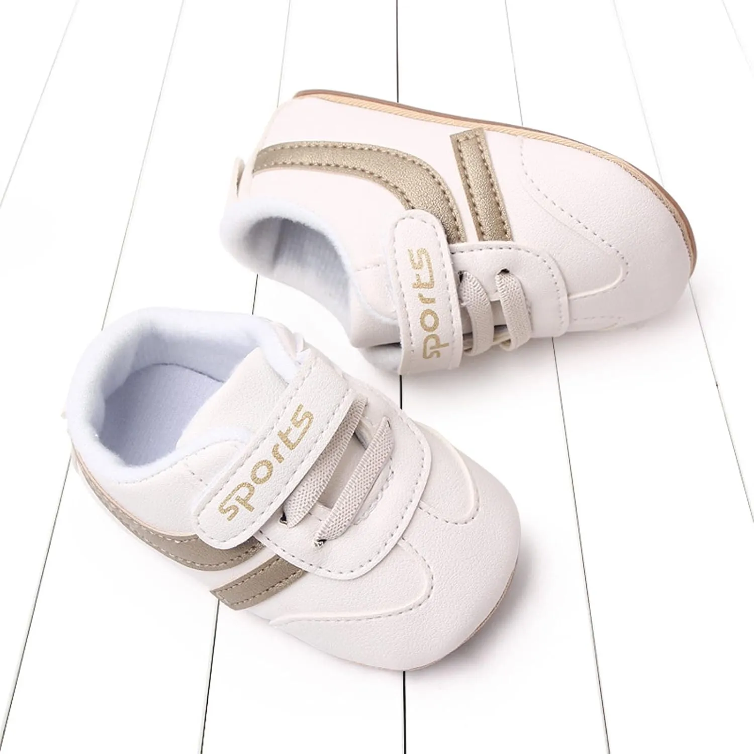 Baby Unisex Leather Sport Sneakers Infant Girls Boys Non-Slip Soft Sole Lightweight Platform First Walking Shoes