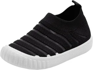 Boys' Sneakers Girls Summer Sneakers Flying Woven Mesh Breathable Comfortable Flat Casual Cute Shoes Black Sneakers