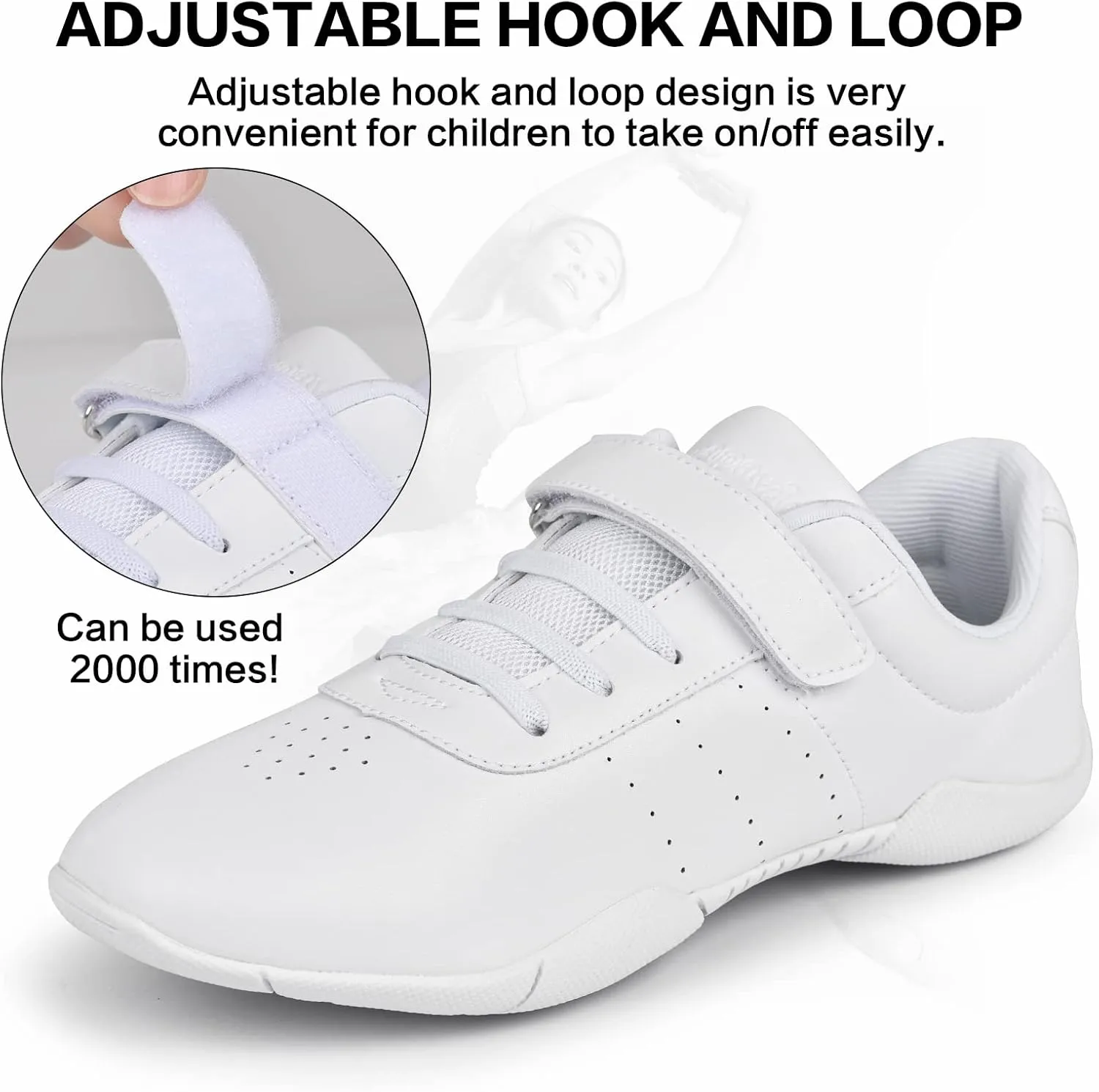 Cheer Shoes Girls White Cheerleading Dance Shoes Athletic Tennis Competition Sport Training Sneakers Youth Lightweight Cheer Shoes