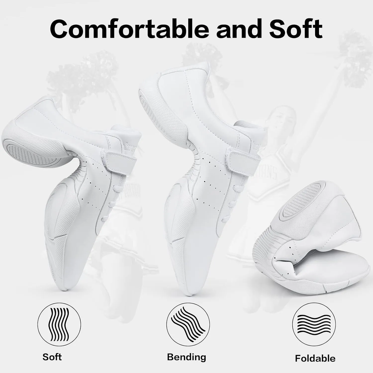 Cheer Shoes Girls White Cheerleading Dance Shoes Athletic Tennis Competition Sport Training Sneakers Youth Lightweight Cheer Shoes