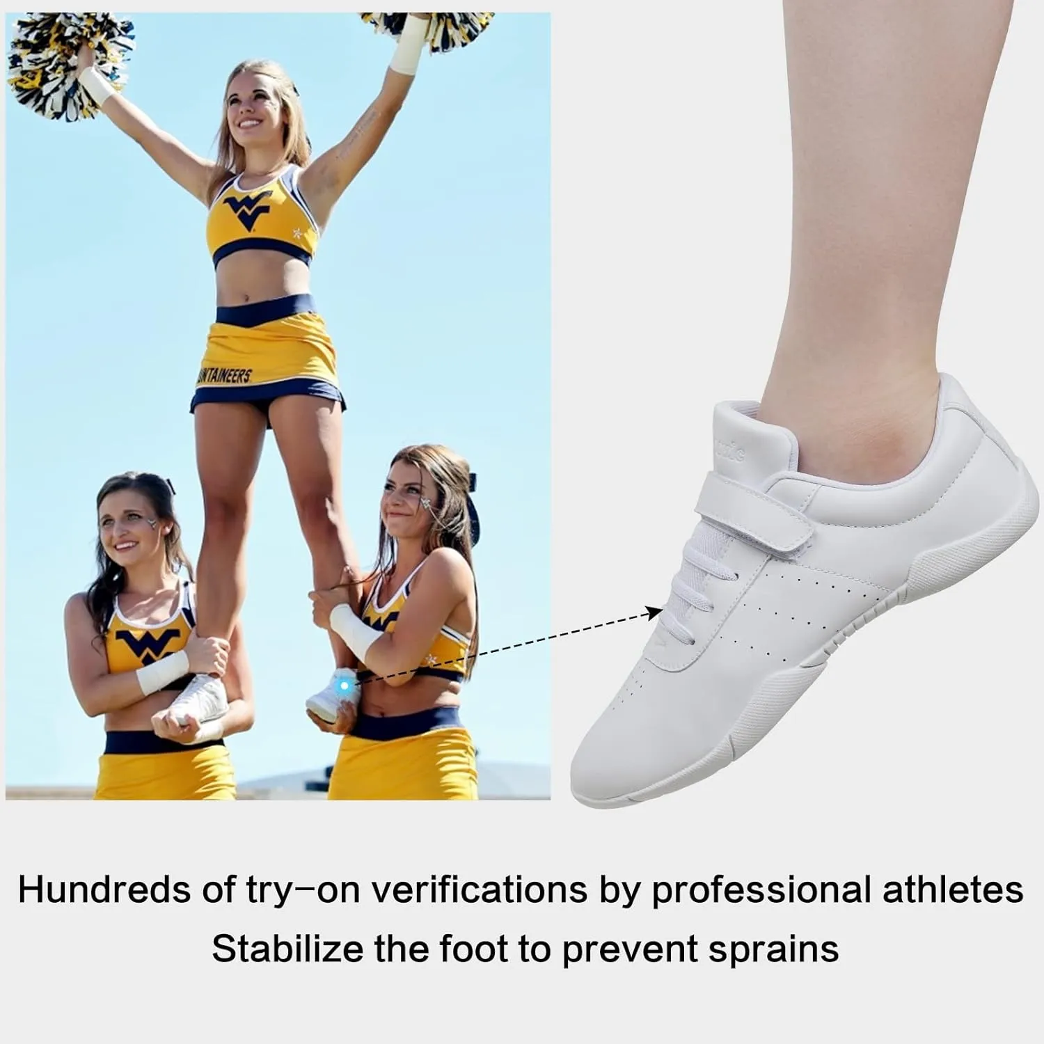 Cheer Shoes Girls White Cheerleading Dance Shoes Athletic Tennis Competition Sport Training Sneakers Youth Lightweight Cheer Shoes