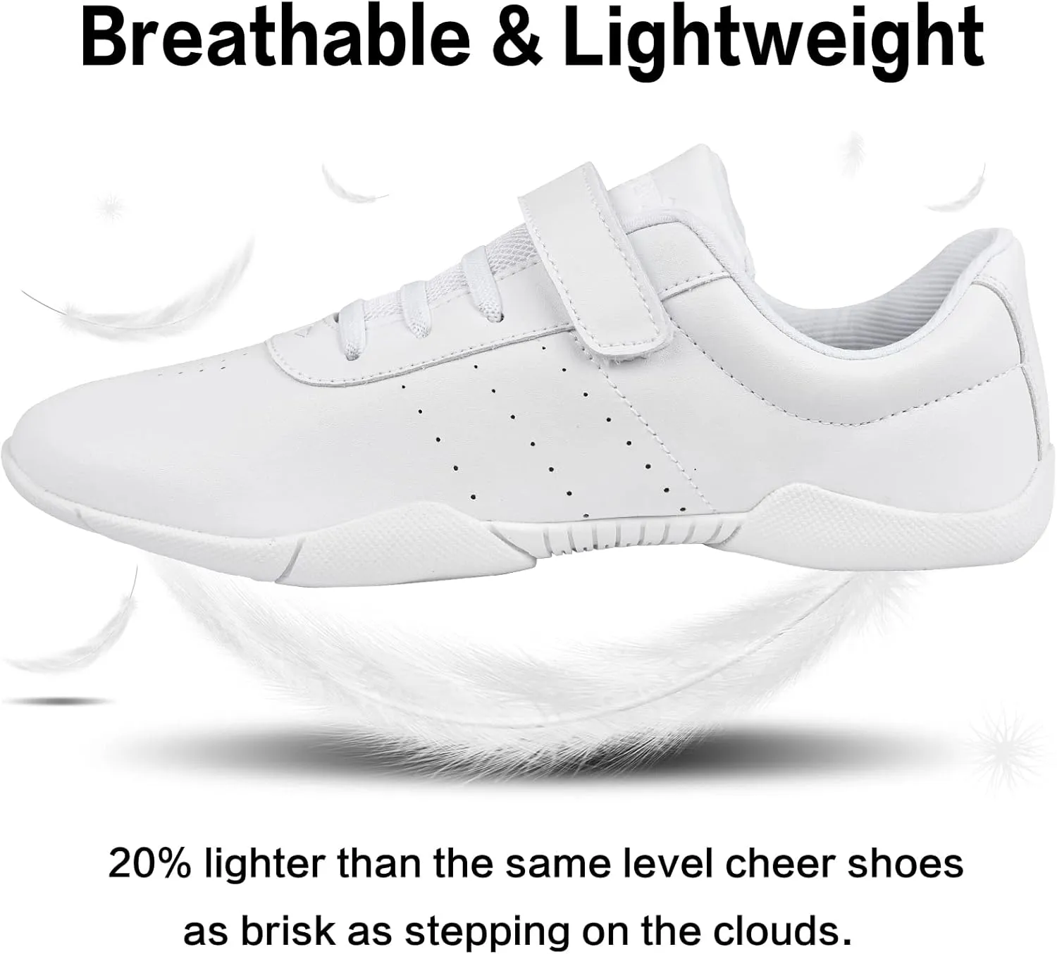 Cheer Shoes Girls White Cheerleading Dance Shoes Athletic Tennis Competition Sport Training Sneakers Youth Lightweight Cheer Shoes