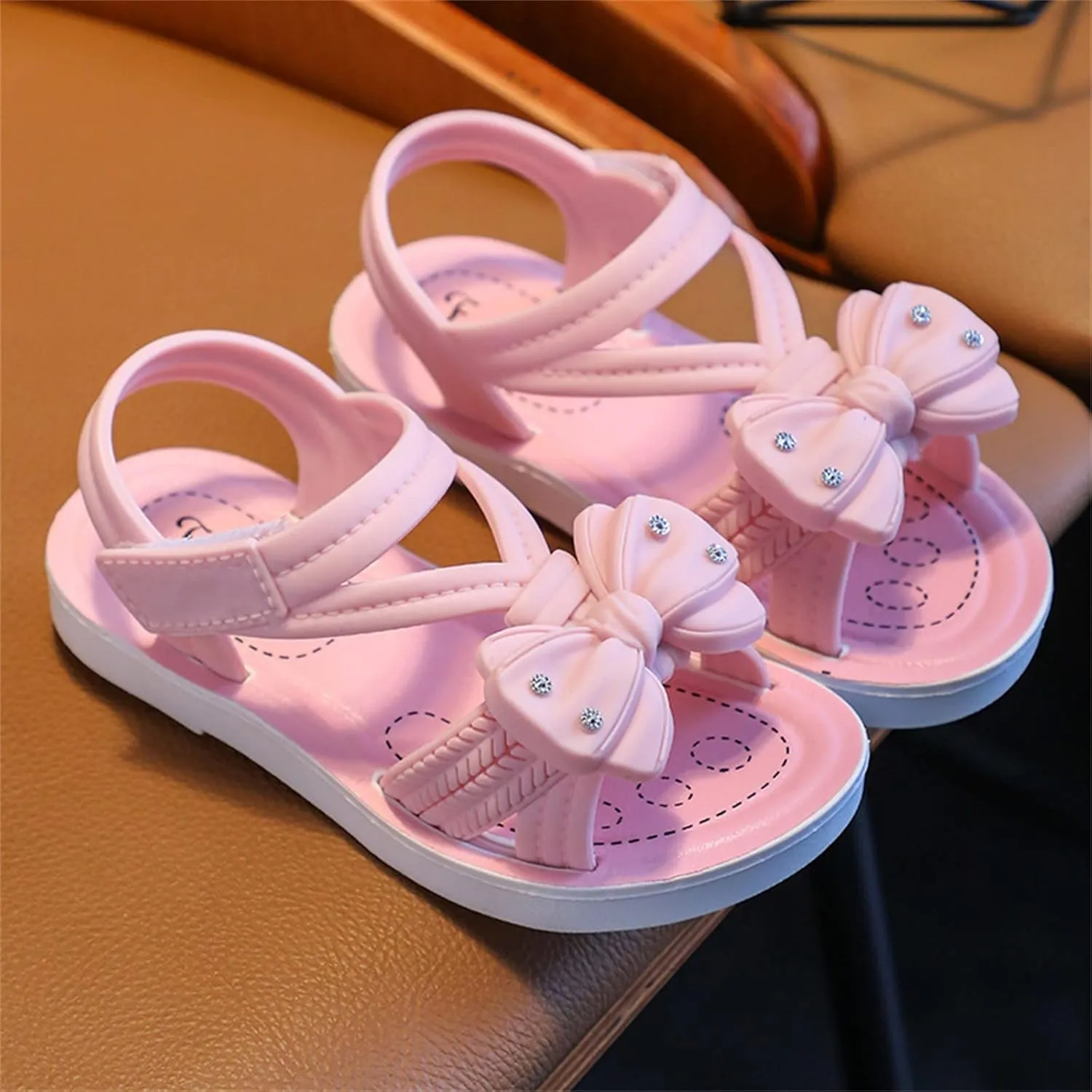 Children Sandals Soft Flat Shoes Fashion Comfortable Flower Sandals Lightweight Baby Princess Sandals Dress Sandal for Girls (Pink, 10 Toddler)