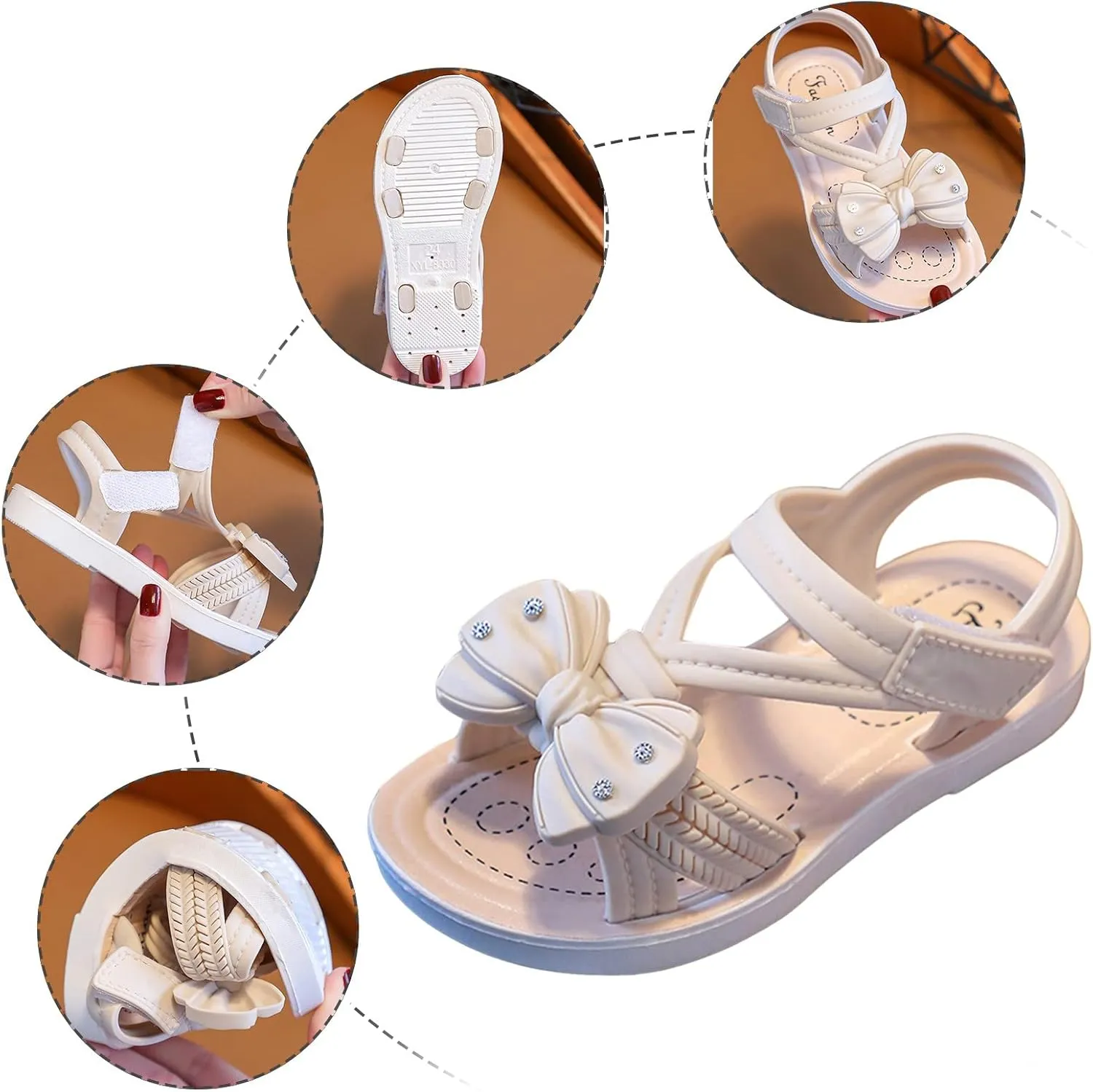 Children Sandals Soft Flat Shoes Fashion Comfortable Flower Sandals Lightweight Baby Princess Sandals Dress Sandal for Girls (Pink, 10 Toddler)