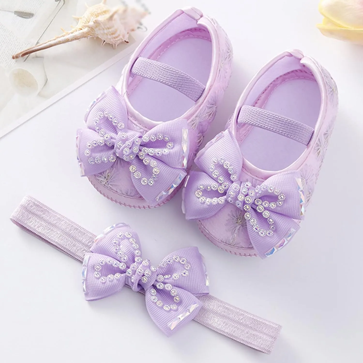 Children Solid Color Sneakers Baby Shoes Fashion Soft Sole Shoes Pearl Dress Flower Princess Shoes Toddler Shoes