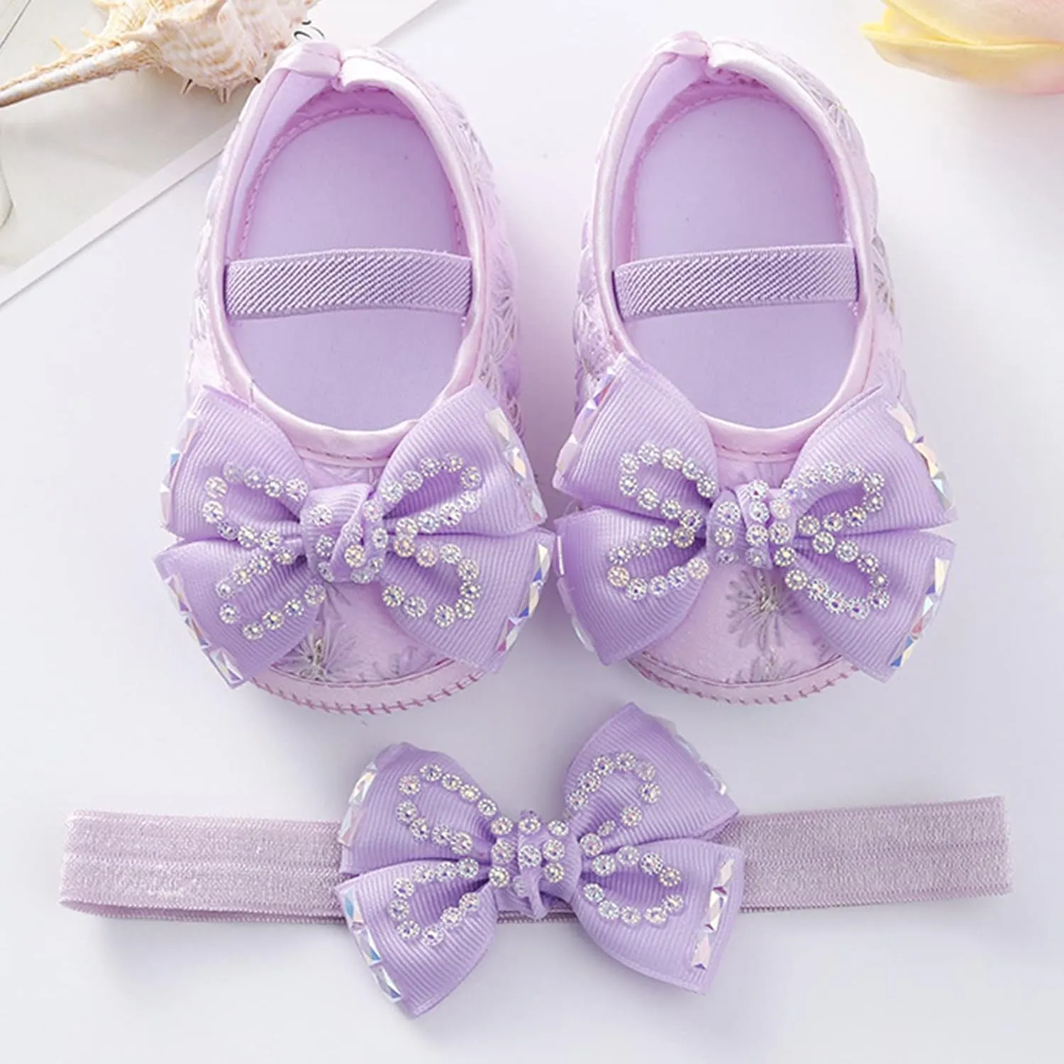 Children Solid Color Sneakers Baby Shoes Fashion Soft Sole Shoes Pearl Dress Flower Princess Shoes Toddler Shoes