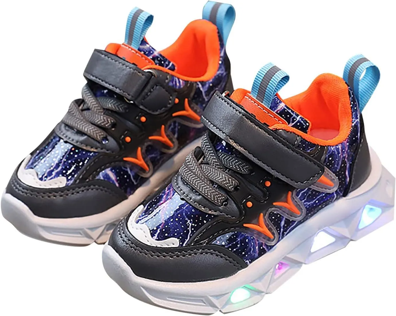 Children's Sneakers LED Charged Breathable Soft Sole Strap Collision Color for 1 to 6 Years Toddler Girls Size 8 Shoes