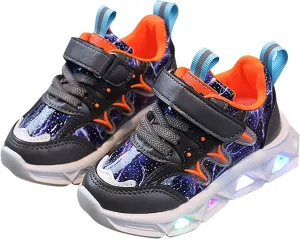 Children's Sneakers LED Charged Breathable Soft Sole Strap Collision Color for 1 to 6 Years Toddler Girls Size 8 Shoes