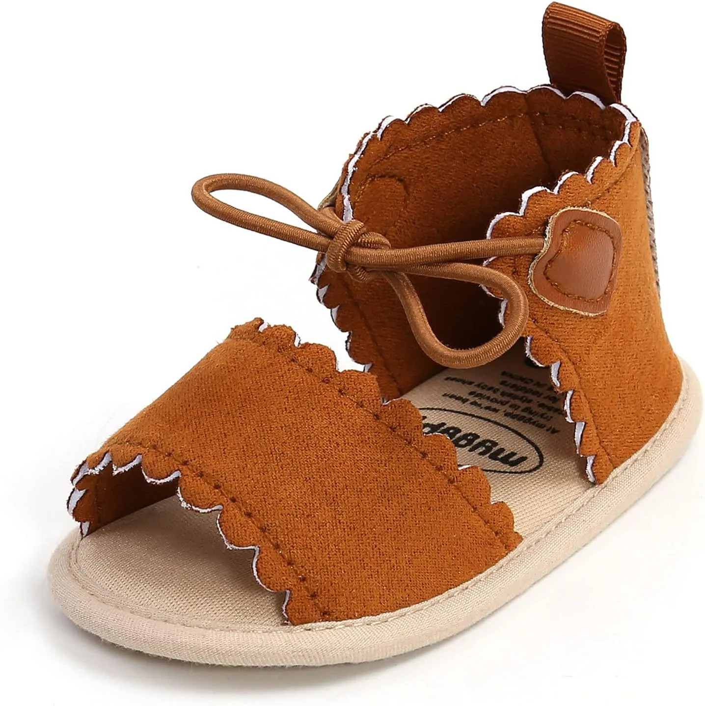EnJoCho Baby Girls Dots Lace-ups Sandals Soft Non-Slip Rubber Sole Flat Newborn Toddler Prewalker First Walking Shoes (Brown-03#, 12-18 Months)