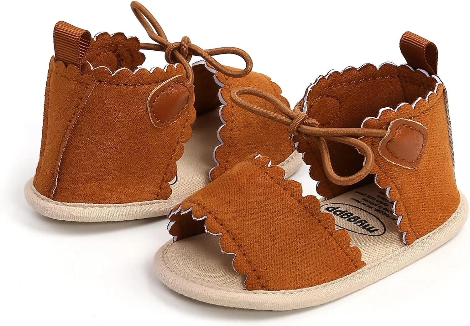 EnJoCho Baby Girls Dots Lace-ups Sandals Soft Non-Slip Rubber Sole Flat Newborn Toddler Prewalker First Walking Shoes (Brown-03#, 12-18 Months)