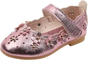 EnJoCho Girls Sandal Shoes Flower Shoes Hollow Flower Shoes Sandals Soft Sole Princess Sandals Baby Shoes 1-11 Years (Pink, 15 Months)