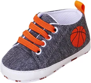 EnJoCho Unisex Baby Boy Girl Canvas Sneaker Soft Sole Ankle Infant First Walkers Crib Shoe Flats Shoes for 0-12 Months (Dark Gray-02A#, 9-12M)