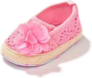 ESTAMICO Infant Girls' Sandal Floral Net Yarn Ballerina