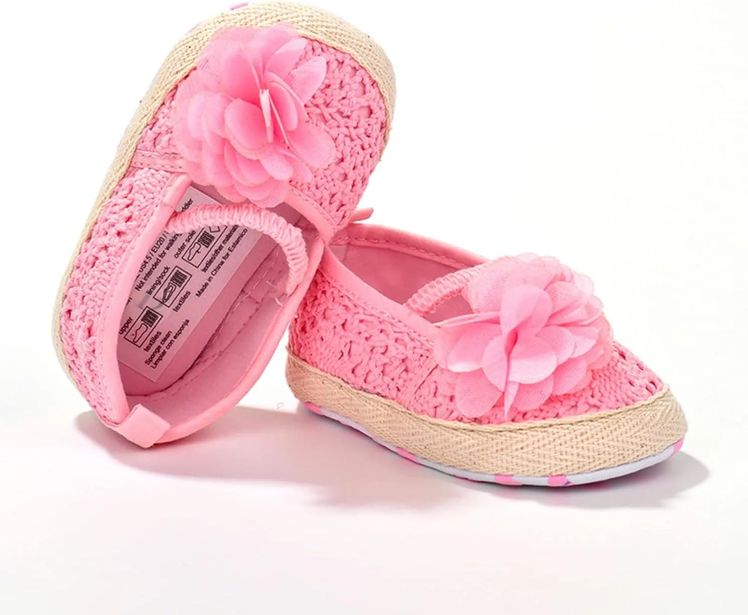 ESTAMICO Infant Girls' Sandal Floral Net Yarn Ballerina