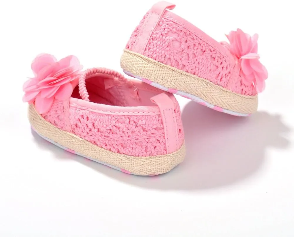 ESTAMICO Infant Girls' Sandal Floral Net Yarn Ballerina