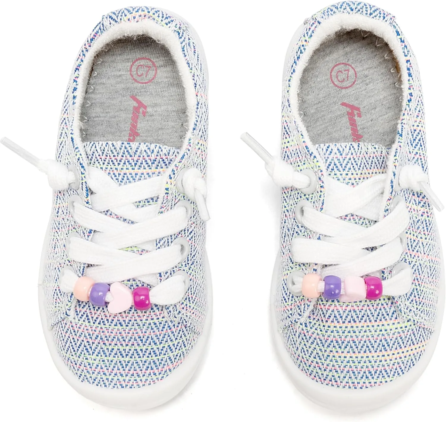 FUNKYMONKEY Girls Canvas Sneakers Lace up Lightweight Casual School Shoes for Toddler/Little Kids