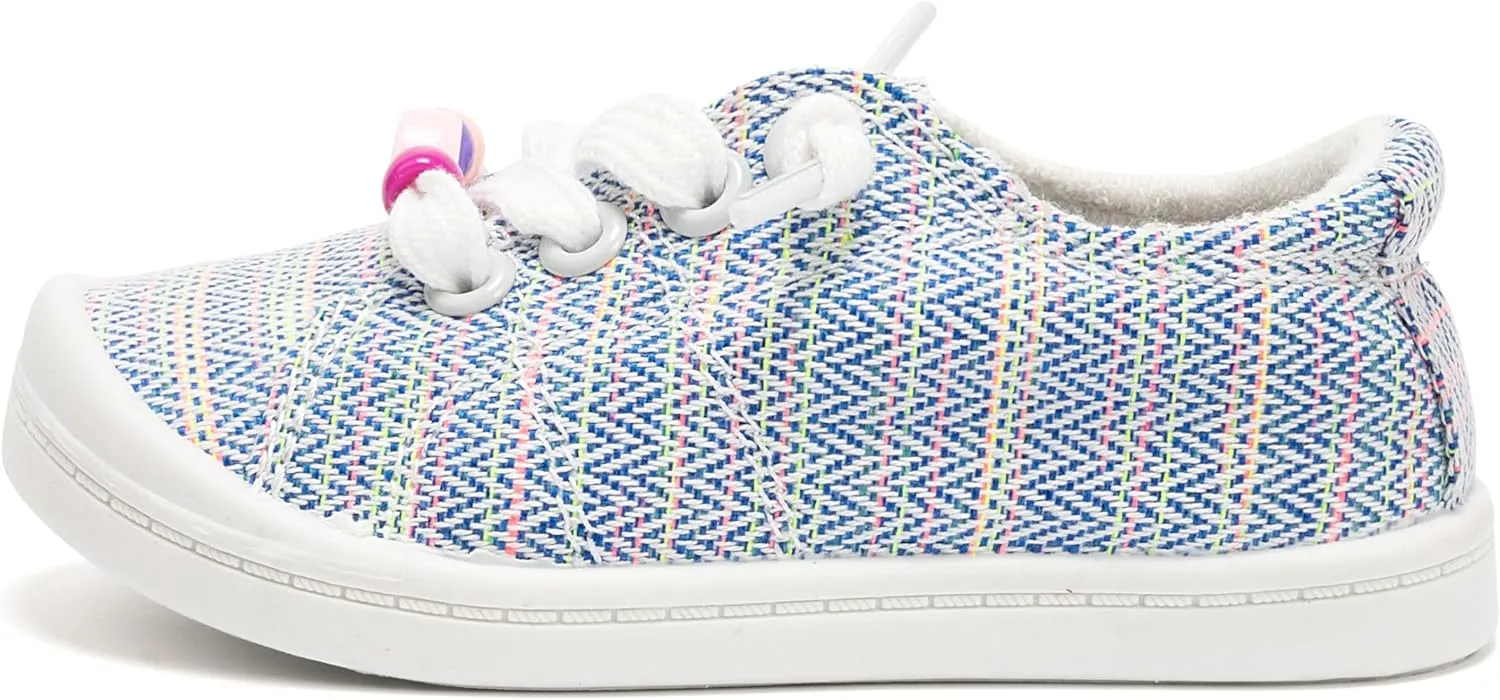 FUNKYMONKEY Girls Canvas Sneakers Lace up Lightweight Casual School Shoes for Toddler/Little Kids