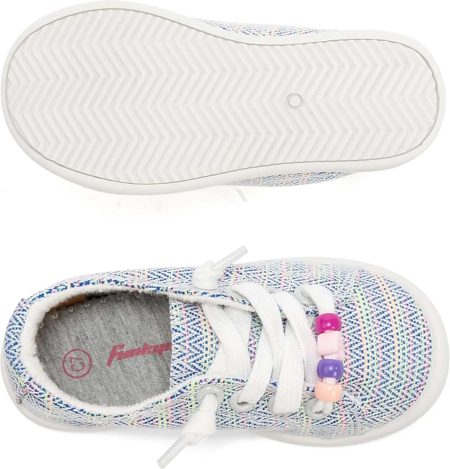 FUNKYMONKEY Girls Canvas Sneakers Lace up Lightweight Casual School Shoes for Toddler/Little Kids