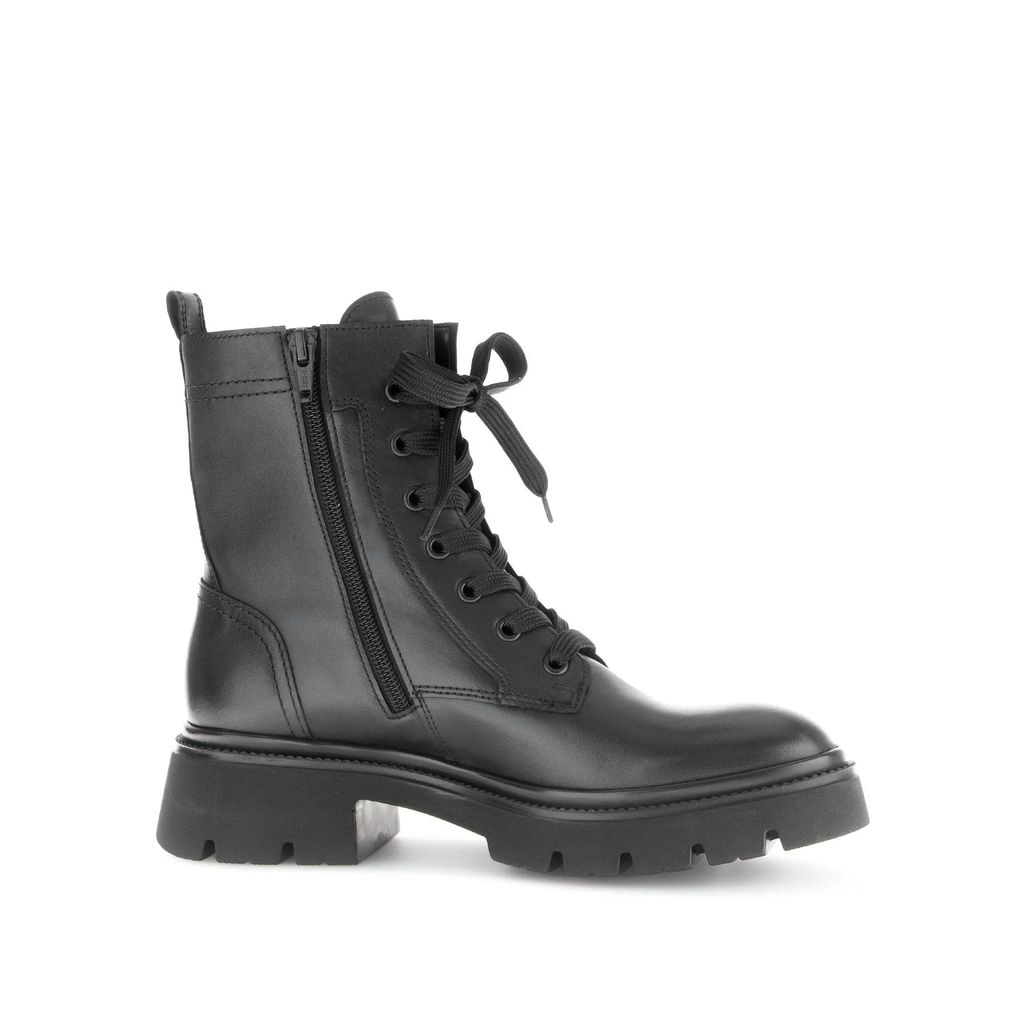 Gabor Meryl 51.852.27 Ladies Black Leather Zip & Lace Ankle Boots