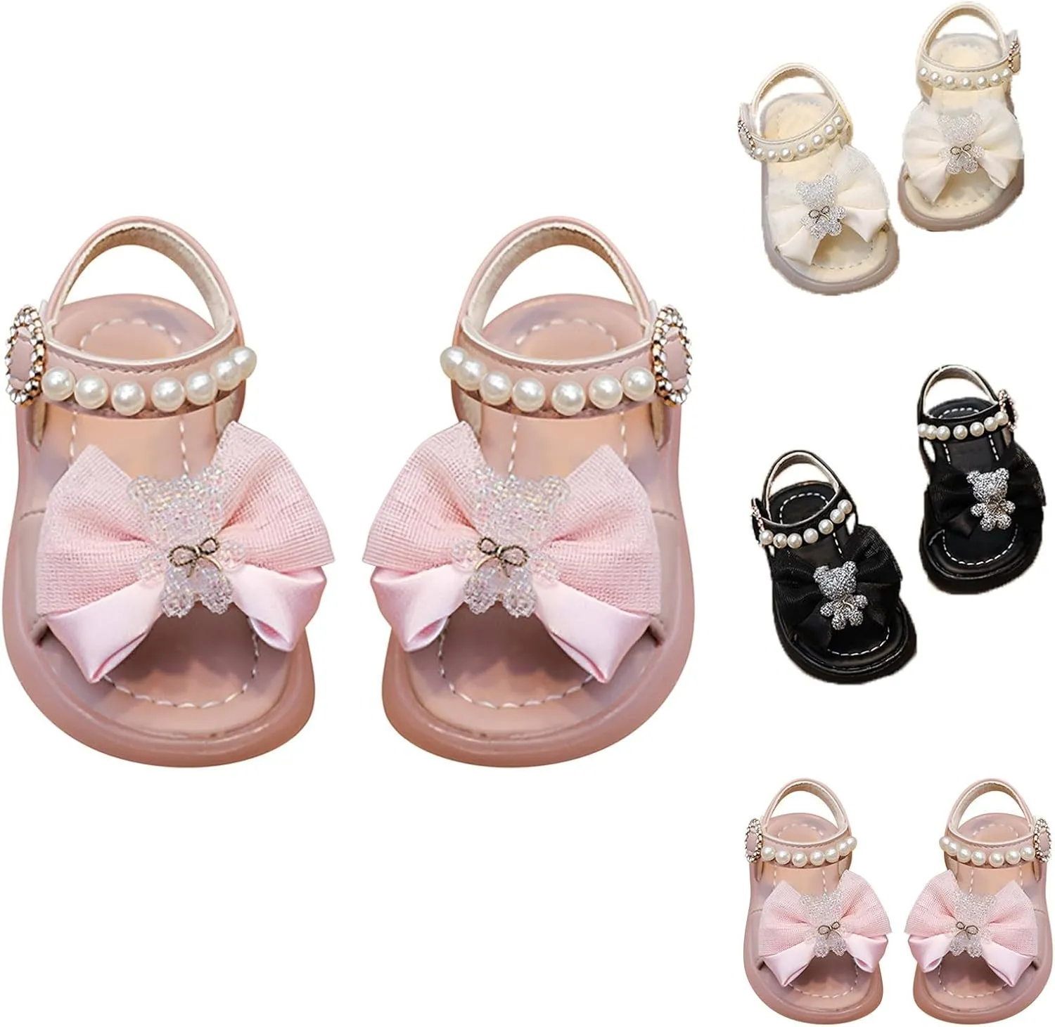 Girls Ballet Shoes Girls Sandals Summer For Children Wearing Beach Shoes Pearl Soft Sole Toddler First Walking Shoes