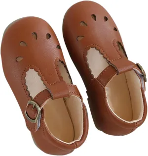 Girls Dress Shoes Children's Sandals Spring/Summer Solid Soft Sole Hollow Buckle Walking Shoes Closed Toe Sandals