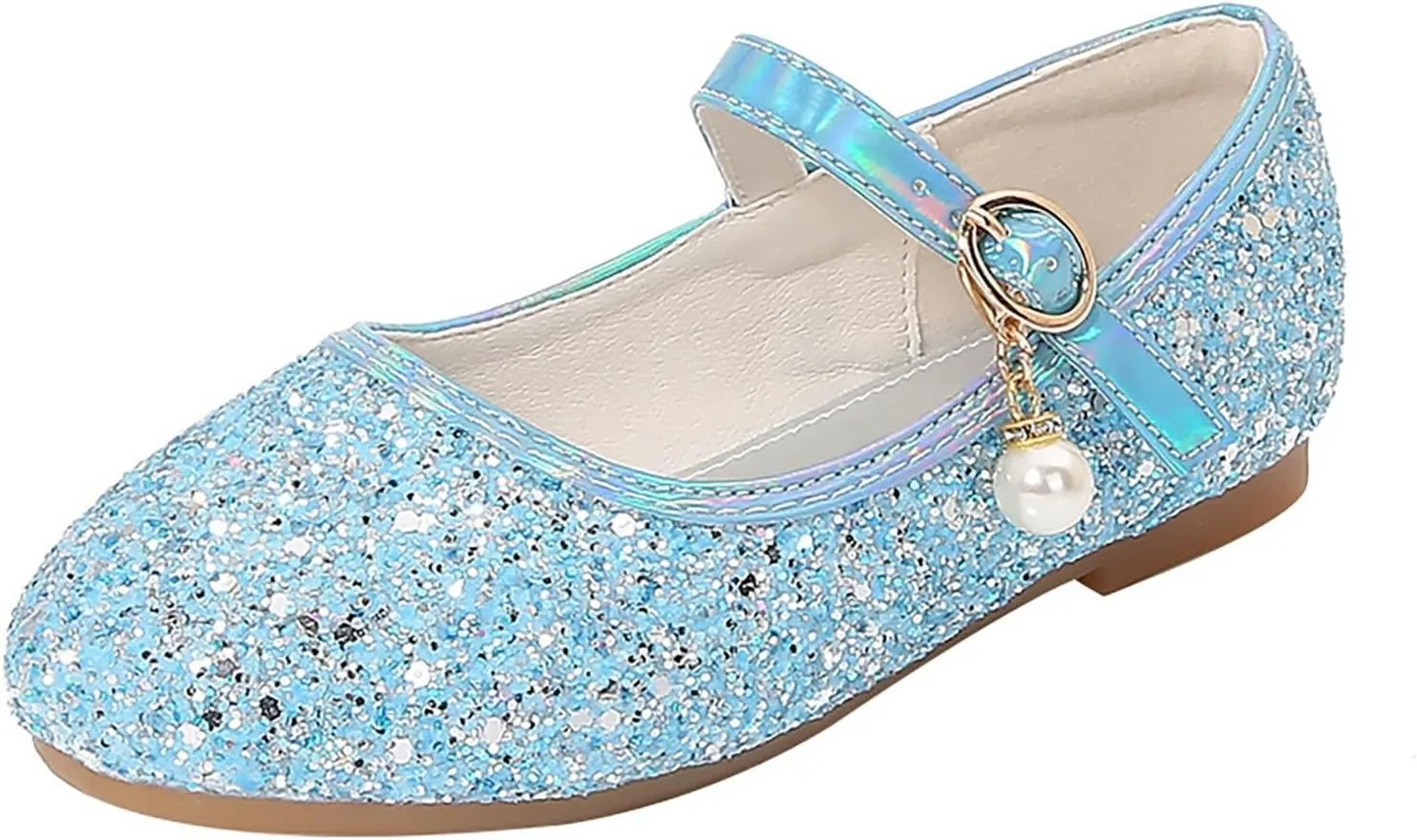 Girls Dress Shoes Flower Girl Mary Jane Closed Toe Ballet Flats Glitter Princess Shoes for Kids Wedding Prom Party
