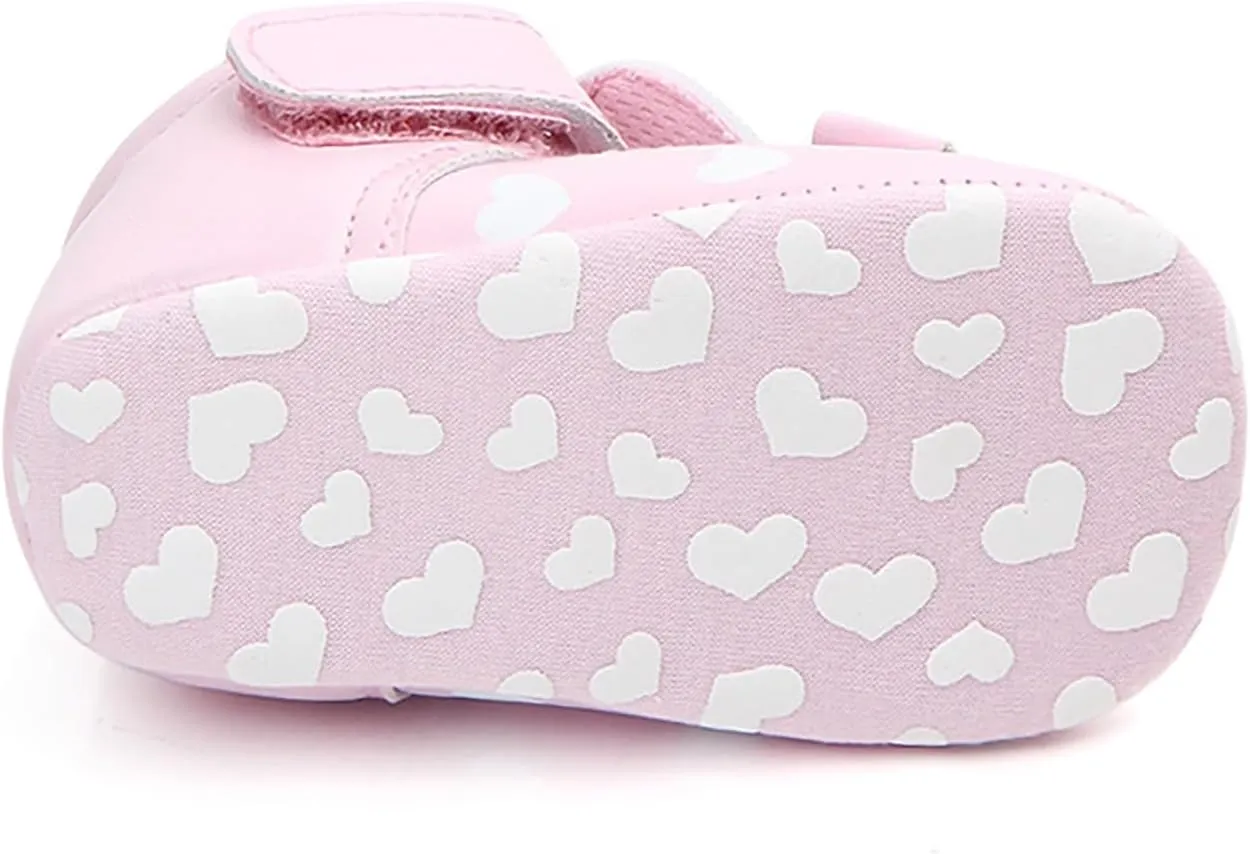 Infant 3D Rabbit Ears Girls Cute PU Love Print Flat Shoes Baby Shoes Non Slip Ankle Sneakers for Baby Girl Toddler Shoes