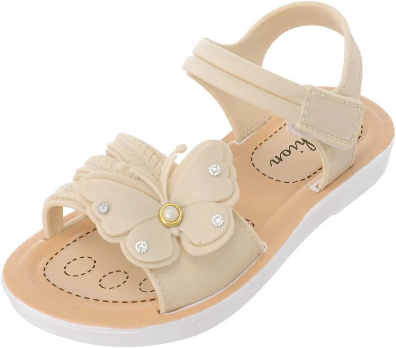 Infant Baby Girls Boys Child Sandals Summer Shoes Non Slip Soft Sole Butterfly Crib Shoes (White, 12.5 Little Child)