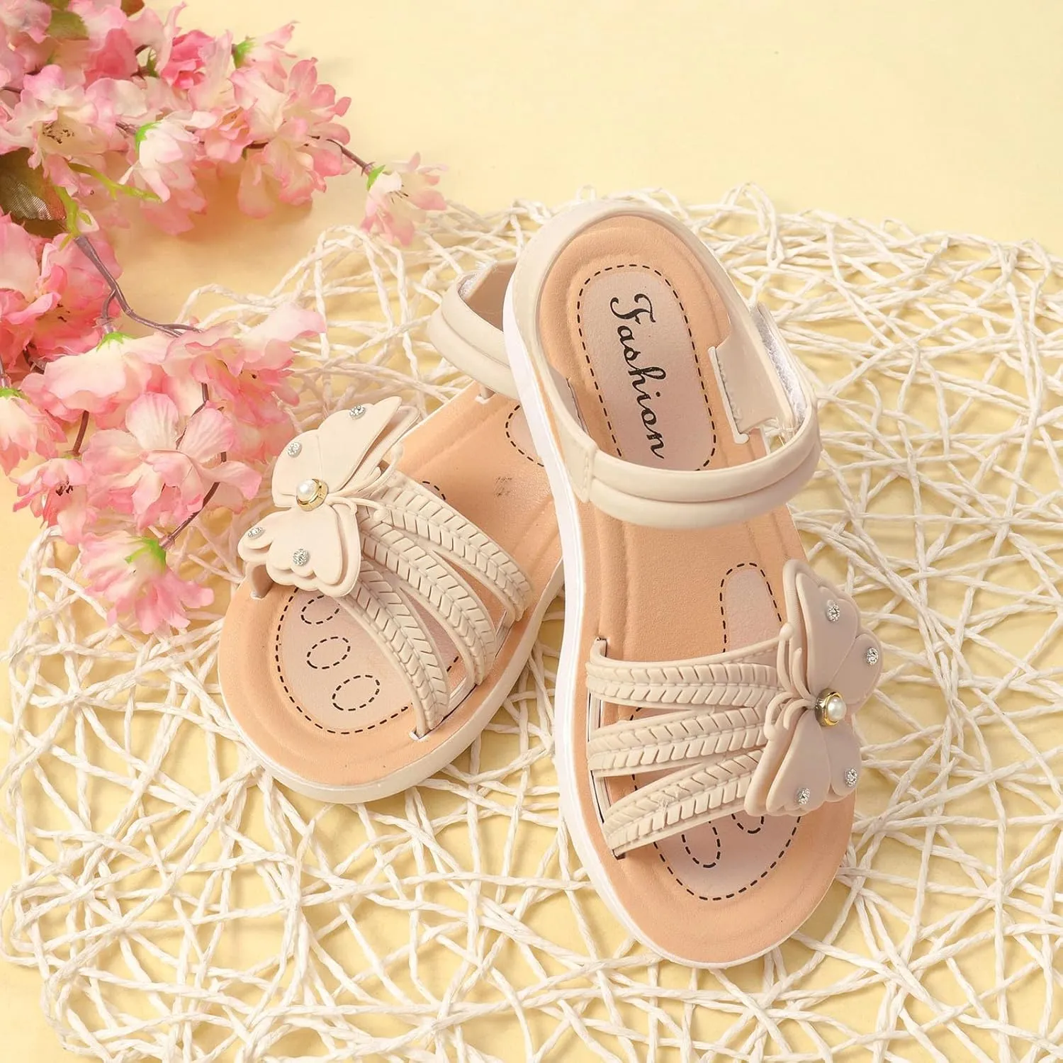 Infant Baby Girls Boys Child Sandals Summer Shoes Non Slip Soft Sole Butterfly Crib Shoes (White, 12.5 Little Child)