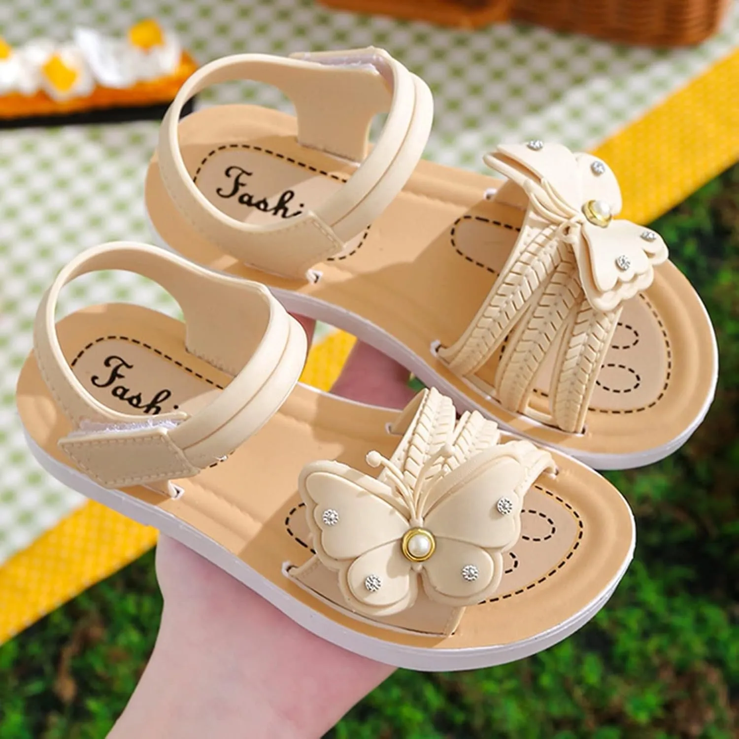 Infant Baby Girls Boys Child Sandals Summer Shoes Non Slip Soft Sole Butterfly Crib Shoes (White, 12.5 Little Child)