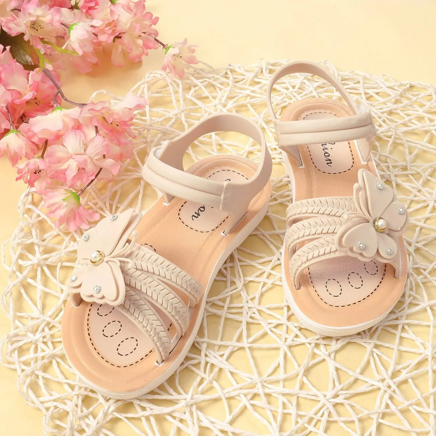 Infant Baby Girls Boys Child Sandals Summer Shoes Non Slip Soft Sole Butterfly Crib Shoes (White, 12.5 Little Child)