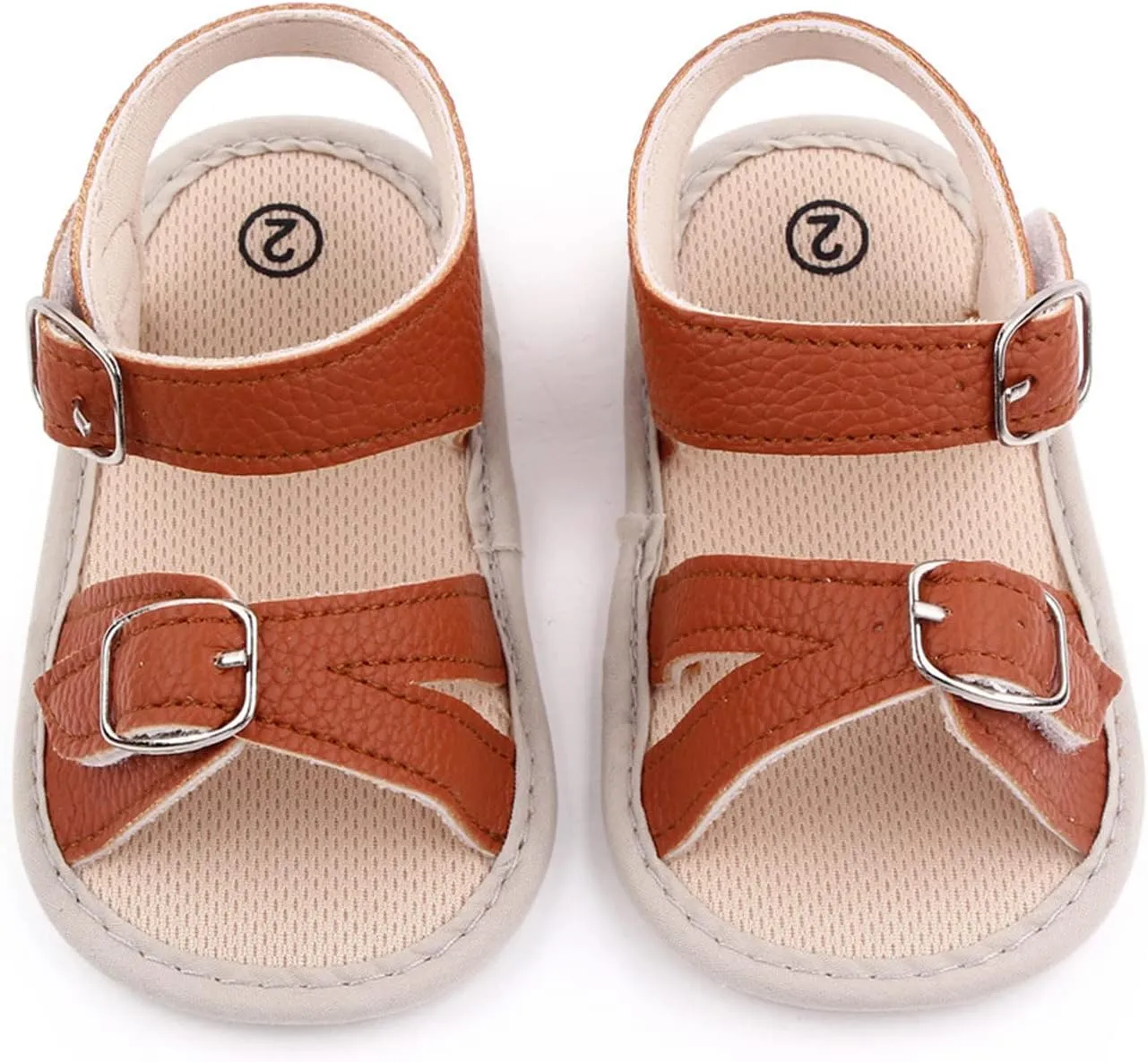 Infant Baby Girls Boys Sandals Crib Shoes Toddler PU Leather Flower Soft Rubber Sole Dress Flats First Walker Shoes