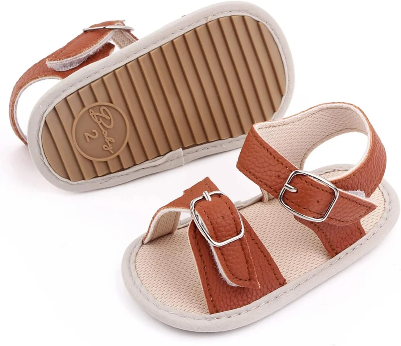 Infant Baby Girls Boys Sandals Crib Shoes Toddler PU Leather Flower Soft Rubber Sole Dress Flats First Walker Shoes