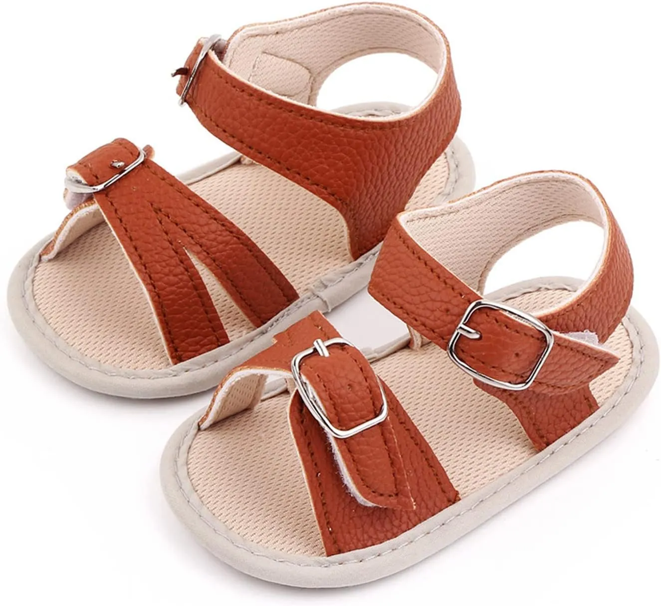 Infant Baby Girls Boys Sandals Crib Shoes Toddler PU Leather Flower Soft Rubber Sole Dress Flats First Walker Shoes